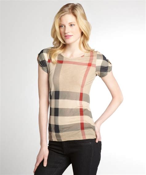 burberry brit khaki new classic check jersey t-shirt|Burberry store online.